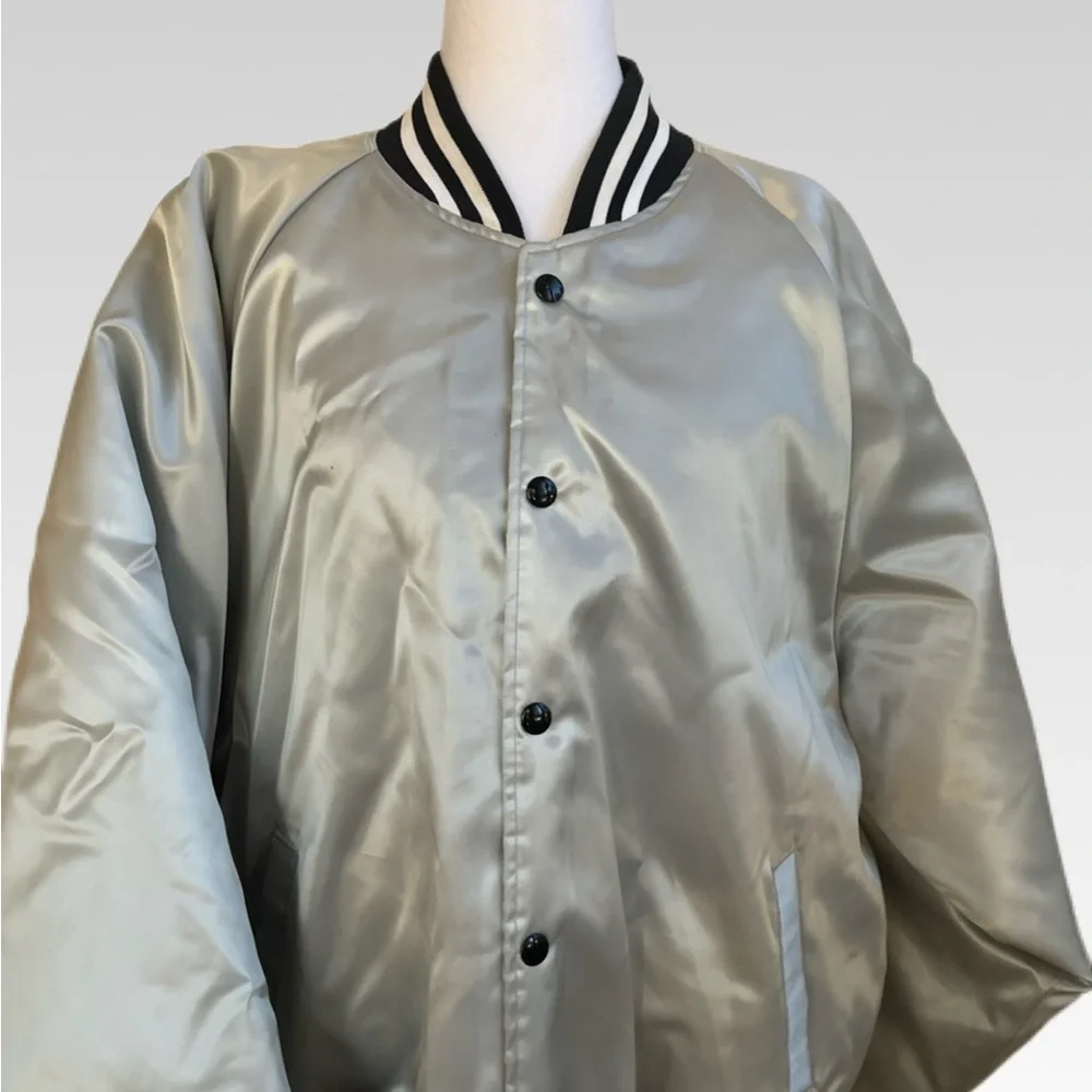Stylish Silver Bomber Jacket for Men - Picture 2 of 11